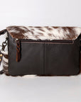 Hair On Hide Crossbody Bag With Hand Tooled Sunflower Flap