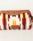 American Darling Toiletry Hand Tooled Saddle Blanket Fabric Genuine Leather Western Women Bag Handbag Purse | for Cute