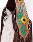 Tooled Leather Hobo Bag With Hair On Hide Western Style
