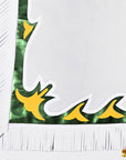 Hilason Bronc Bull Riding Genuine Leather Rodeo Western Chaps White Green
