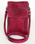 Never Mind Nmbgm134C Cell Phone Holder Vintage Handmade Genuine Cowhide Leather Women Bag Western Handbag Purse