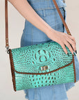 American Darling Coin Purse Crocodile embossed Genuine Leather women bag western handbag purse
