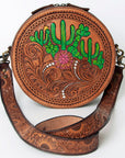 American Darling ADBGA301 Canteen Hand Tooled Genuine Leather Women Bag Western Handbag Purse