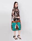 American Darling ADBG574D1 Large Crossbody Saddle Blanket Hair On Genuine Leather Women Bag Western Handbag Purse
