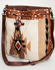 American Darling ADBG574D1 Large Crossbody Saddle Blanket Hair On Genuine Leather Women Bag Western Handbag Purse