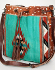 American Darling ADBG574D1 Large Crossbody Saddle Blanket Hair On Genuine Leather Women Bag Western Handbag Purse