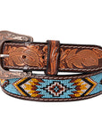 HILASON Western Genuine Leather Belt for Men Women Cowboy Cowgirl Handmade Unisex Full Grain Heavy Duty Tooled Beaded Belt