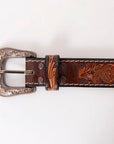 HILASON Western Genuine Leather Belt for Men Women Cowboy Cowgirl Handmade Unisex Full Grain Heavy Duty Tooled Beaded Belt