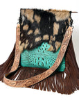 American Darling Messenger Hand Tooled Hair On Genuine Leather Western Women Bag Handbag Purse | Cute