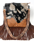 American Darling Messenger Hand Tooled Hair On Genuine Leather Western Women Bag Handbag Purse | Cute
