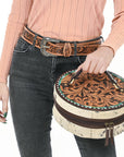 American Darling ADBGA317 Jewelry Case Hand Tooled Hair-On Genuine Leather Women Bag Western Handbag Purse