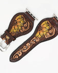 American Darling Beautifully Hand Tooled Painted Genuine Leather I watch Strap Men and Women Unisex
