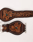American Darling Beautifully Hand Tooled Painted Genuine Leather I watch Strap Men and Women Unisex