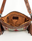 American Darling ADBGZ670 Signature Crossbody Hand Tooled Saddle Blanket Genuine Leather Women Bag Western Handbag Purse