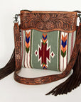 American Darling ADBGZ670 Signature Crossbody Hand Tooled Saddle Blanket Genuine Leather Women Bag Western Handbag Purse