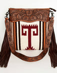 American Darling ADBGZ675 Signature Crossbody Hand Tooled Saddle Blanket Genuine Leather Women Bag Western Handbag Purse