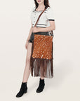 American Darling Messenger Hand Tooled Hair On Genuine Leather Western Women Bag Handbag Purse | Cute