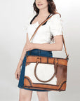 Hair-On Cowhide Tote Bag With Full-Grain Leather And Crossbody Strap Texas Handmade