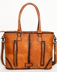 Hair-On Cowhide Tote Bag With Full-Grain Leather And Crossbody Strap Texas Handmade