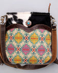 OHLAY KB471 Cross Body Upcycled Wool Upcycled Canvas Embossed Hair-On Genuine Leather women bag western handbag purse
