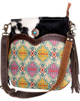 OHLAY KB471 Cross Body Upcycled Wool Upcycled Canvas Embossed Hair-On Genuine Leather women bag western handbag purse
