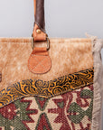 OHLAY KB472 TOTE Upcycled Wool Upcycled Canvas Embossed Hair-on Genuine Leather women bag western handbag purse