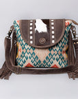 OHLAY KB482 Cross Body Upcycled Wool Upcycled Canvas Hair-On Genuine Leather women bag western handbag purse