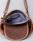 OHLAY KB483 Cross Body Upcycled Canvas Hair-On Genuine Leather women bag western handbag purse