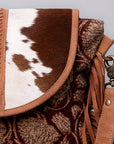 OHLAY KB483 Cross Body Upcycled Canvas Hair-On Genuine Leather women bag western handbag purse