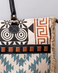 OHLAY KB484 TOTE Upcycled Wool Upcycled Canvas Embossed Genuine Leather women bag western handbag purse