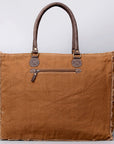 OHLAY Weekender Upcycled Wool Canvas Embossed Genuine Leather Women Bag Western Handbag Purse Womens Handbags Belt for Summer