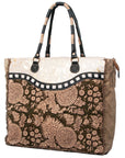 KB503 Ohlay Western Genuine Upcycled Canvas Leather Women Weekender Bags