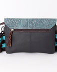 OHLAY WALLET Hand Tooled Crocodile Embossed Genuine Leather women bag western handbag purse