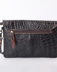 OHLAY WALLET Hand Tooled Crocodile Embossed Genuine Leather women bag western handbag purse