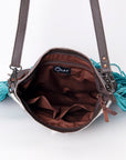 OHLAY MESSENGER Hand Tooled Embossed Hair-on Genuine Leather women bag western handbag purse