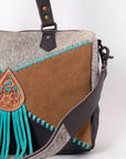 OHLAY KBG189 TOTE Hand Tooled Embossed Hair-on Genuine Leather women bag western handbag purse