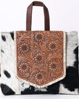 Handcrafted Leather Backpack For Women With Hair On Panels Vegetable Tanned Cowhide