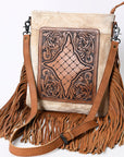 American Darling Messenger Hand Tooled Hair On Genuine Leather Western Women Bag Handbag Purse | Cute