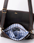 Ohlay Bags KBA126 Cross Body I Hand Tooled Hair-On Genuine Leather Women Bag Western Handbag Purse