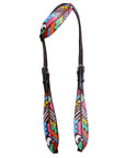 HILASON Western Horse Genuine Leather Printed One Ear Headstall Black