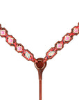 Hilason Western Horse Breast Collar Leather Concho Beaded Inlay Brown