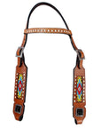 HILASON Western Genuine Leather Horse Headstall Tack Dark Brown Beaded