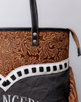 OHLAY KB513 TOTE Upcycled Canvas Embossed Genuine Leather women bag western handbag purse