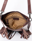 American Darling Hand Tooled Hair On Genuine Leather Women Bag Western Handbag Purse