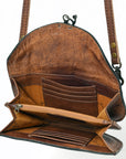 American Darling Small Cross body Bag Western Leather Hand Tooled Hand-Woven Saddle Blanket Genuine Leather 4.5x9