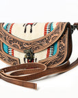 American Darling Small Cross body Bag Western Leather Hand Tooled Hand-Woven Saddle Blanket Genuine Leather 4.5x9
