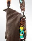 Genuine Leather Crossbody Bag With Saddle Blanket Western