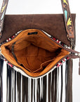 Genuine Leather Crossbody Bag With Saddle Blanket Western