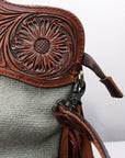 Saddle Blanket Leather Clutch Bag For Women With Western Style Intricate Detailing