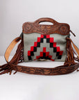 Saddle Blanket Leather Clutch Bag For Women With Western Style Intricate Detailing